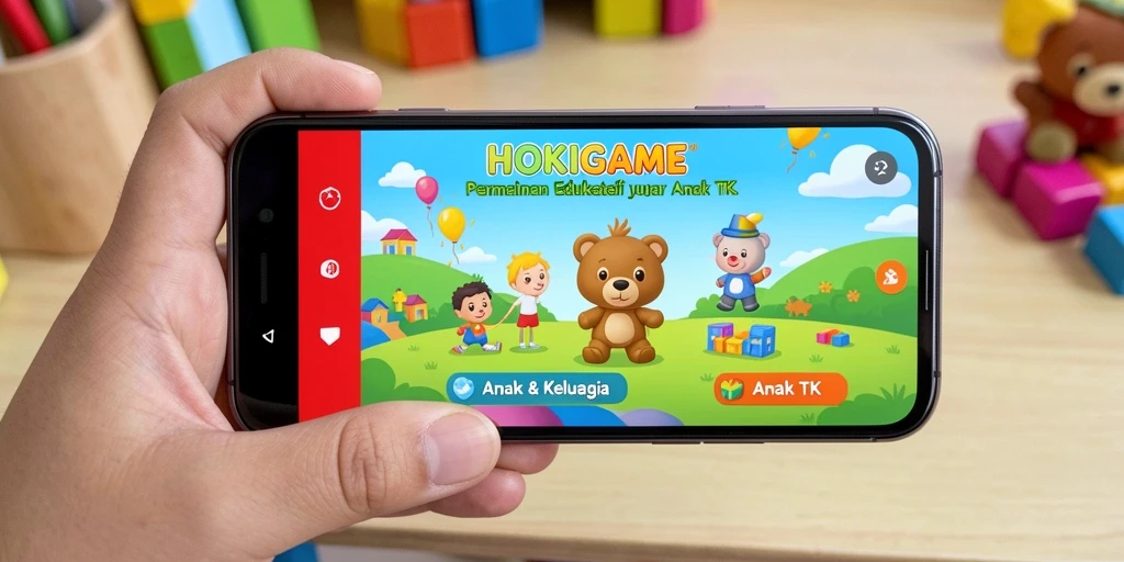 Antarmuka HOKIGAME yang ceria dan edukatif untuk anak.