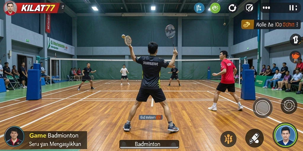 Tampilan antarmuka KILAT77 dengan fitur Badminton yang menarik.