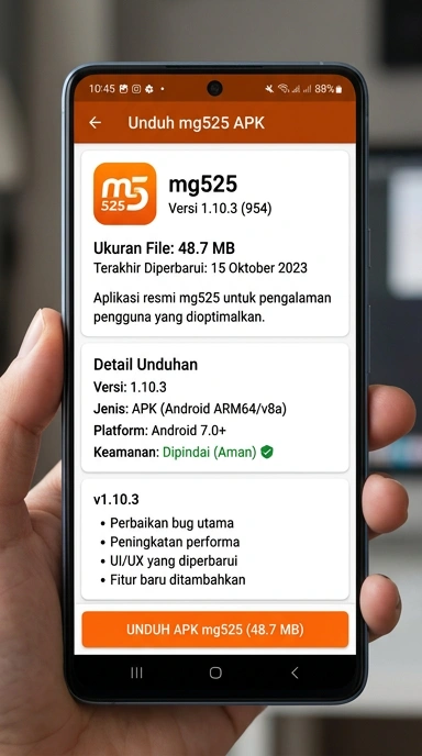 Tampilan halaman APK mg525