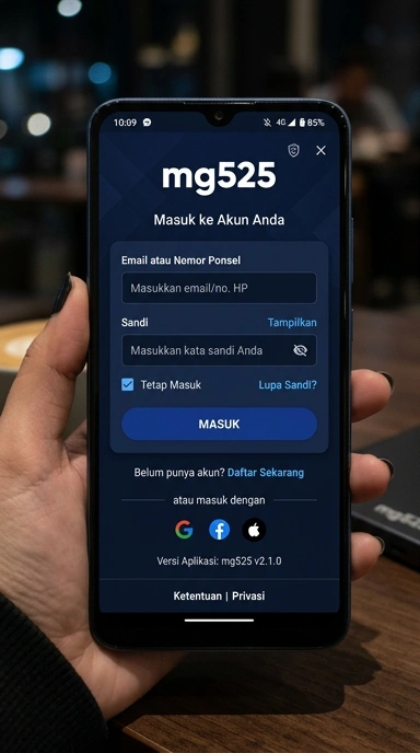 Tampilan halaman login mg525