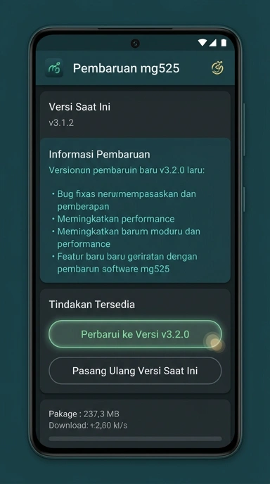 Tampilan riwayat versi mg525